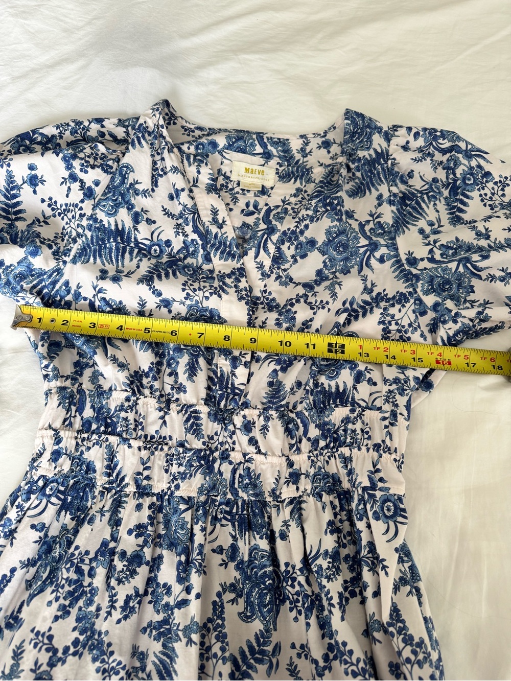 Anthropologie Maeve Somerset Dress in Blue and White Floral Size S - Picture 9 of 11